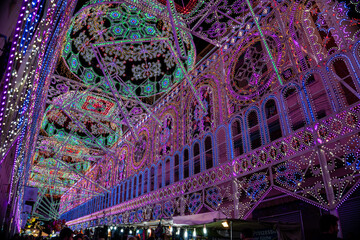 Electric color show display made up of thousands of coloured lightbulbs