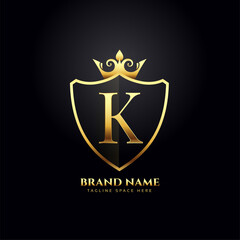 letter K luxury logo concept with golden crown © starlineart