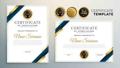 premium certificate template with golden geometric shapes - obrazy, fototapety, plakaty
