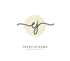 EJ Initial letter handwriting and signature logo. A concept handwriting initial logo with template element.