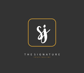 SJ Initial letter handwriting and signature logo. A concept handwriting initial logo with template element.