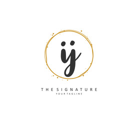 IJ Initial letter handwriting and signature logo. A concept handwriting initial logo with template element.