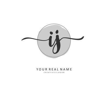 IJ Initial letter handwriting and signature logo. A concept handwriting initial logo with template element.