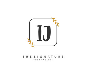 IJ Initial letter handwriting and signature logo. A concept handwriting initial logo with template element.
