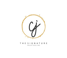 CJ Initial letter handwriting and signature logo. A concept handwriting initial logo with template element.