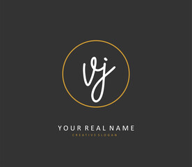 VJ Initial letter handwriting and signature logo. A concept handwriting initial logo with template element.