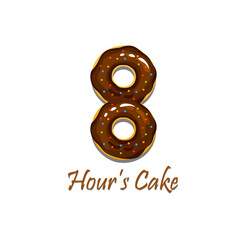 Fototapeta premium Chocolate glaze doughnuts with colorful sprinkles form the figure eight. Isolated in a white background