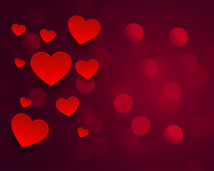 beautiful bokeh background with red hearts design