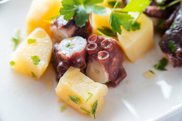 Delizioso antipasto di polpo e patate, Cucina Italiana