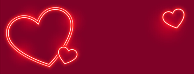 lovely neon hearts banner with text space © starlineart