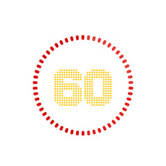 Countdown timer with sixty seconds or minutes in modern and pixel numeric style. Isolated on a white background