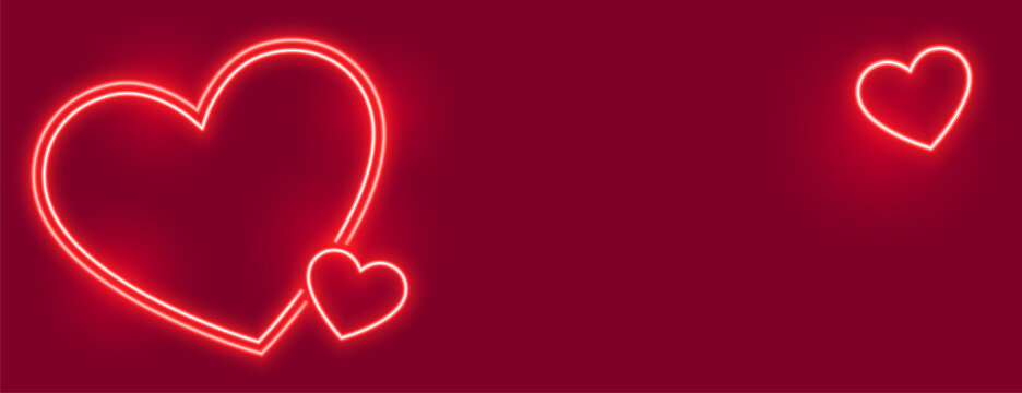 lovely neon hearts banner with text space