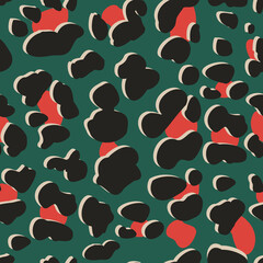 Green modern color animal seamless prints. Leopard pattern in trendy colors.