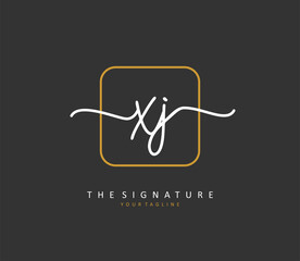 XJ Initial letter handwriting and signature logo. A concept handwriting initial logo with template element.