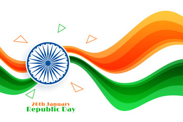 nice indian wavy flag for happy republic day