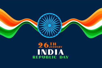 26th january happy republic day of india wavy flag background