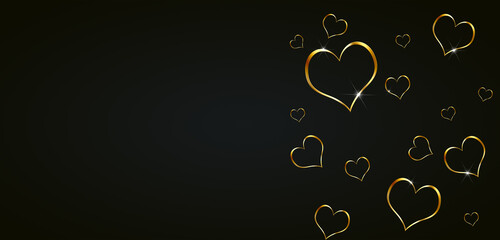 golden heart shapes banner