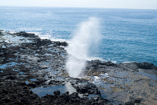 Spouting blow holes, Kauai, Hawaii, USA.