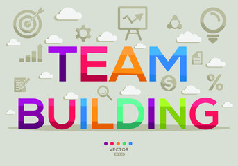 Creative (team building) Banner Word with Icon ,Vector illustration.