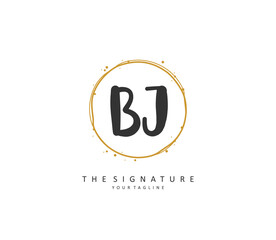 BJ Initial letter handwriting and signature logo. A concept handwriting initial logo with template element.