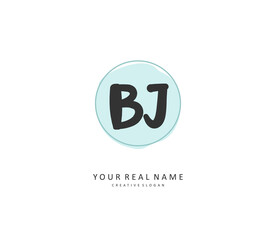 BJ Initial letter handwriting and signature logo. A concept handwriting initial logo with template element.