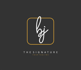 BJ Initial letter handwriting and signature logo. A concept handwriting initial logo with template element.