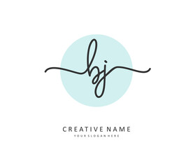 BJ Initial letter handwriting and signature logo. A concept handwriting initial logo with template element.