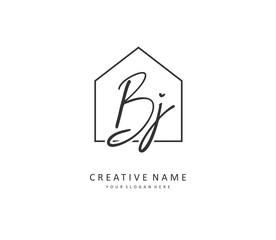 BJ Initial letter handwriting and signature logo. A concept handwriting initial logo with template element.
