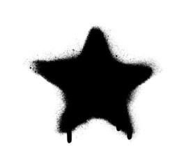Isolated black FIVE-POINTED STAR on white. Spray graffiti symbol with leakage.  © Dusan