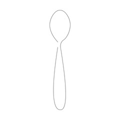 Spoon silhouette one line drawing, vector illustration
