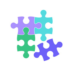 Puzzle pieces set. Collection of Jigsaw for marketing, icon and logo template. Modern flat puzzle, grid background. Puzzle pieces, vector illustration concept