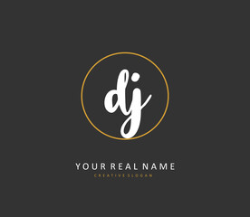 DJ Initial letter handwriting and signature logo. A concept handwriting initial logo with template element.