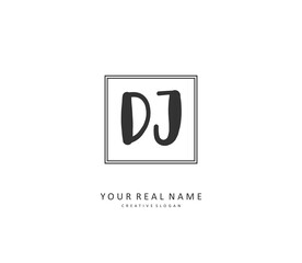 Obraz premium DJ Initial letter handwriting and signature logo. A concept handwriting initial logo with template element.