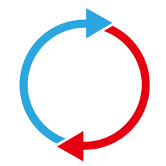 丸く繋がった2つの矢印　赤と青