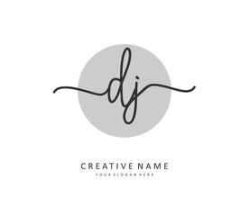 Fototapeta premium DJ Initial letter handwriting and signature logo. A concept handwriting initial logo with template element.