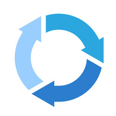 丸く繋がった3つの矢印　青色系
