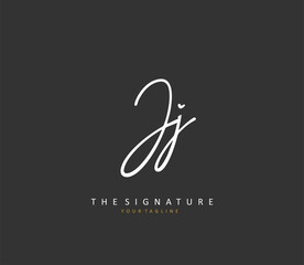 JJ Initial letter handwriting and signature logo. A concept handwriting initial logo with template element.