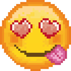 Fototapeta premium Pixel emoji. emoticon. Vector smiling face. Smiling face. Happy. Cute emoticon isolated on white background.