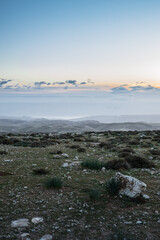 early sunrise over the desert