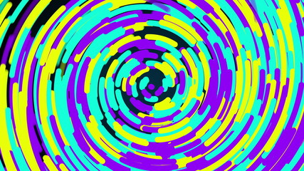 Spiral fireworks from multicolored radial lines, computer generated. 3d rendering abstract backdrop.