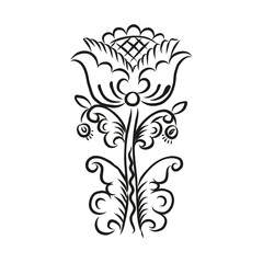 folk art style botanical floral fantasy flowers and Botanical print. vector illustration