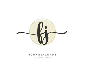 Fototapeta premium FJ Initial letter handwriting and signature logo. A concept handwriting initial logo with template element.