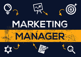 Creative (marketing manager) Banner Word with Icon ,Vector illustration.