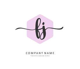 Fototapeta premium FJ Initial letter handwriting and signature logo. A concept handwriting initial logo with template element.