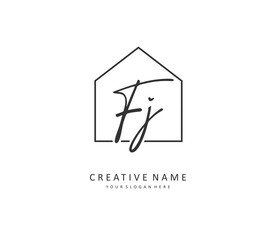 FJ Initial letter handwriting and signature logo. A concept handwriting initial logo with template element.