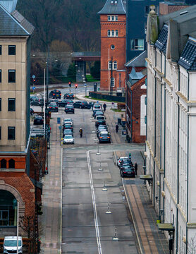 Regular city street in Copenhagen Denmark.