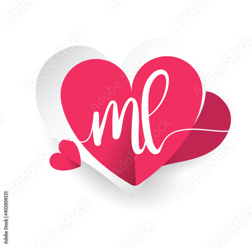 Initial Logo Letter Ml With Heart Shape Red Colored Logo Design For Wedding Invitation Wedding Name And Business Name Wall Mural Wikagraphic