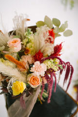 autumn wedding bouquet of colorful flowers