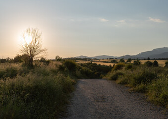 Sunset with the mountain