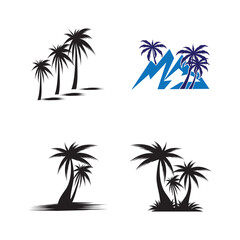 Fototapeta na wymiar Set Palm tree summer logo template vector illustration